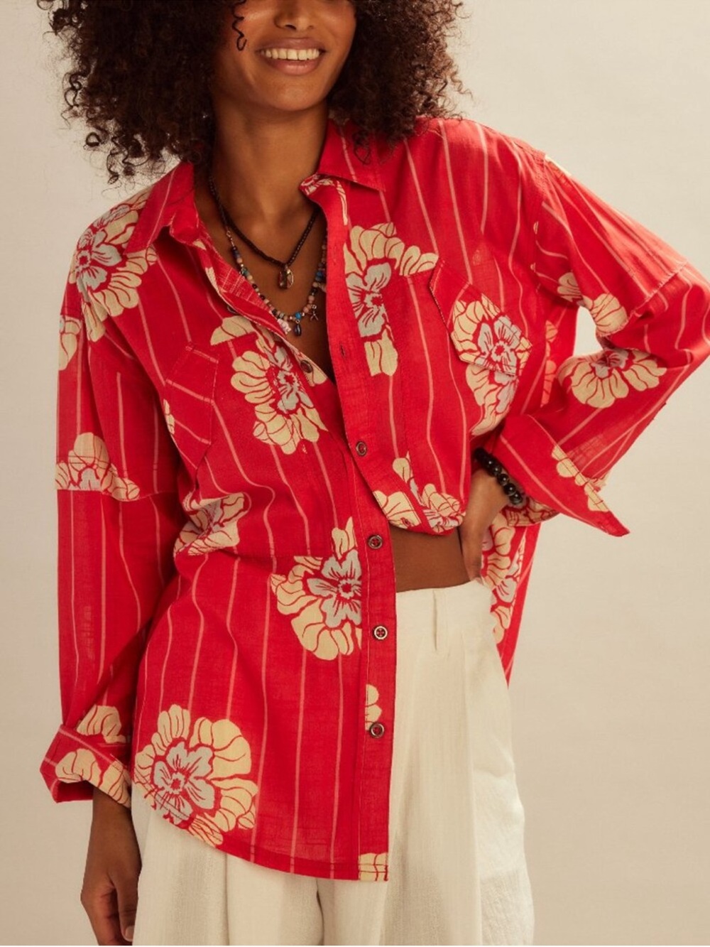 Free People We The Free Hidden Flower Shirt Sz Large